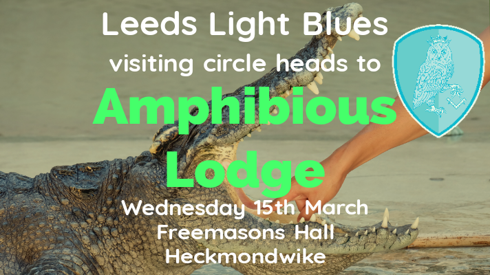 Leeds Light Blues Visiting Circle Poster to Amphibious Lodge with Alligator background.