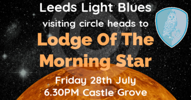 An image of Venus in the night sky, advertising the leeds light blues visit to The Lodge of the Morning Star on 7th July.